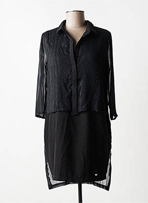 Rochie scurtă croială fluidă mâneci lungi negru LPB femeie