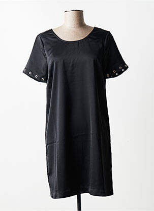 Rochie scurtă croială fluidă mâneci scurte negru LPB femeie