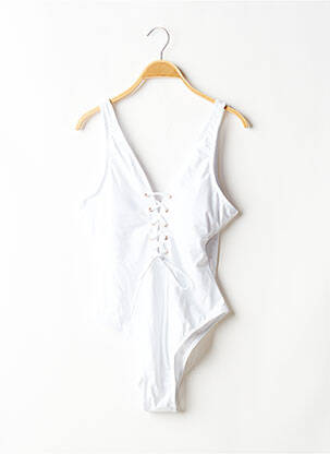 Costum de baie dintr-o singură piesă efect material satinat top triunghiuri alb MOLLY BRACKEN femeie