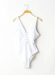 Costum de baie dintr-o singură piesă efect material satinat top triunghiuri alb MOLLY BRACKEN femeie