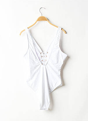 Costum de baie dintr-o singură piesă efect material satinat top triunghiuri alb MOLLY BRACKEN femeie