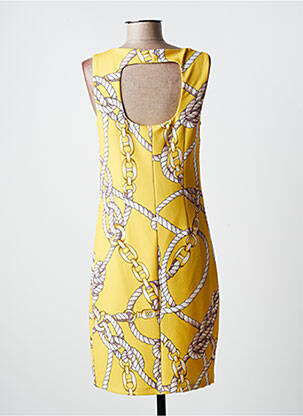 Rochie midi țesătură crep mâneci scurte galben K-DESIGN femeie