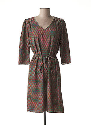 Rochie midi mâneci 3/4 mâneci 3/4 maro C'EST BEAU LA VIE femeie