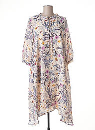 Rochie midi croială fluidă mâneci scurte bej BRUNO SAINT HILAIRE femme