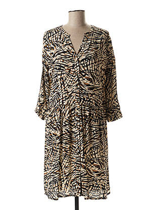 Rochie midi mâneci 3/4 mâneci 3/4 maro JULIE GUERLANDE femeie