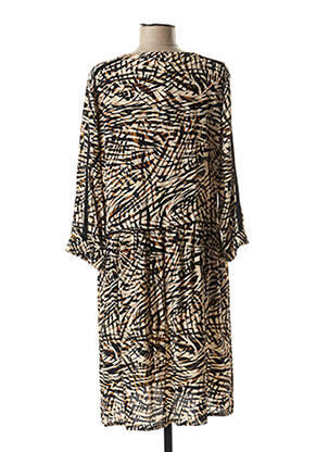 Rochie midi mâneci 3/4 mâneci 3/4 maro JULIE GUERLANDE femeie