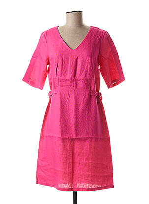 Rochie midi mâneci 3/4 mâneci 3/4 roz JULIE GUERLANDE femeie