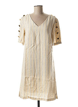 Rochie midi mâneci 3/4 mâneci 3/4 bej JULIE GUERLANDE femeie