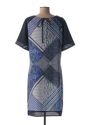 Rochie midi imprimeu fantezie mâneci scurte albastru DIANE LAURY femeie