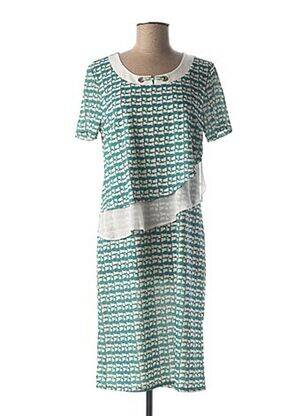 Rochie midi imprimeu fantezie mâneci scurte verde DIANE LAURY femeie