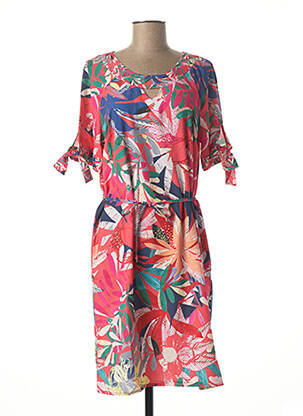 Rochie midi croială fluidă mâneci 3/4 roz DIANE LAURY femeie