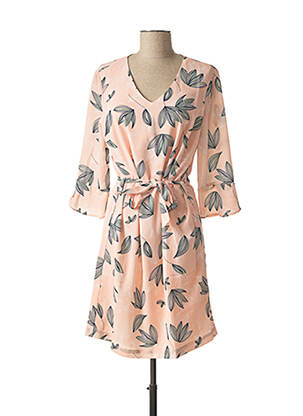 Rochie midi mâneci 3/4 mâneci 3/4 roz DIANE LAURY femeie