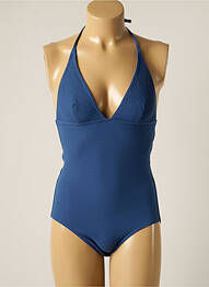 Costum de baie dintr-o singură piesă efect material satinat top triunghiuri albastru IODUS femeie