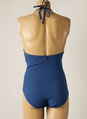 Costum de baie dintr-o singură piesă efect material satinat top triunghiuri albastru IODUS femeie