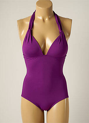 Costum de baie dintr-o singură piesă elasticitate top triunghiuri violet IODUS femeie