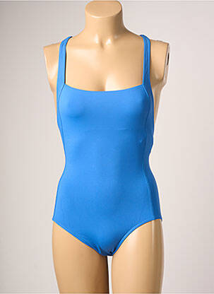 Costum de baie dintr-o singură piesă efect material satinat sutien balconet cu decolteu înalt albastru IODUS femeie