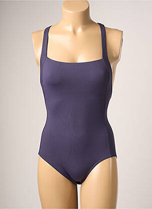 Costum de baie dintr-o singură piesă efect material satinat sutien balconet cu decolteu înalt violet IODUS femeie