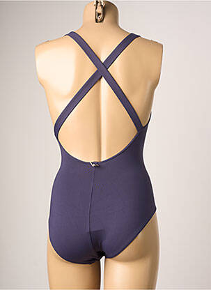 Costum de baie dintr-o singură piesă efect material satinat sutien balconet cu decolteu înalt violet IODUS femeie