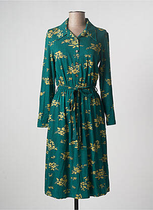 Rochie midi imprimeu fantezie mâneci lungi verde PRETTY VACANT femeie