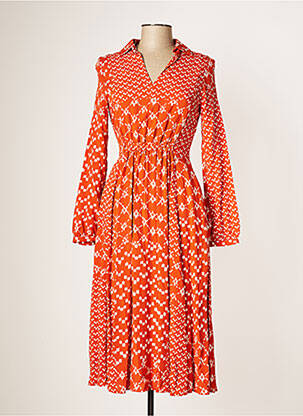 Rochie midi mâneci lungi mâneci lungi portocalie STELLA FOREST femeie