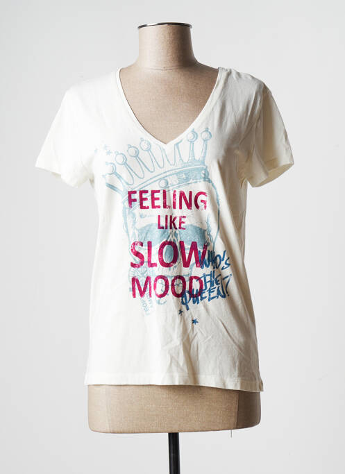 Tricou imprimeu fantezie mâneci scurte bej #127344 femme