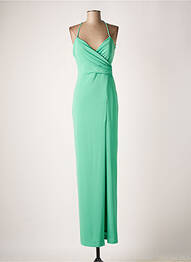 Rochie lungă țesătură crep bretele subțiri verde CARLA RUIZ femme