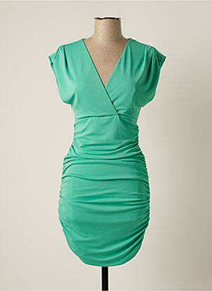 Rochie midi închidere cu fermoar la spate mâneci scurte verde CARLA RUIZ femeie