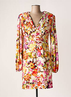 Rochie midi imprimeu floral mâneci lungi bej CARLA RUIZ femeie