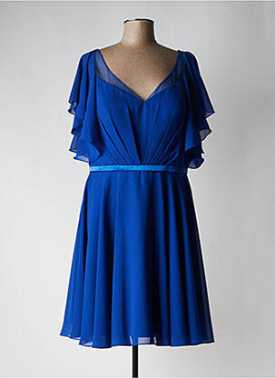 Rochie scurtă croială fluidă mâneci scurte albastru FASHION NEW YORK femeie