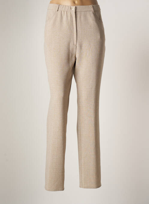 Pantalon drept închidere cu fermoar sub clapetă cu nasturi mărime normală bej GEVANA femme