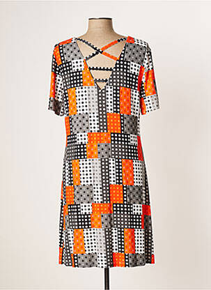 Rochie midi mâneci scurte mâneci scurte portocalie ROSCH CREATIVE CULTURE femeie
