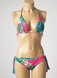 Costum de baie din două piese elasticitate top triunghiuri verde TESSY femeie
