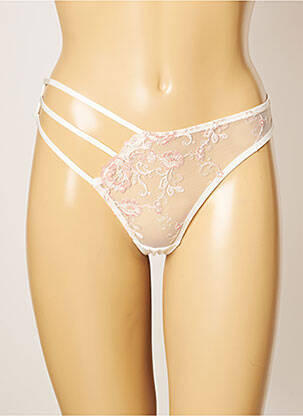 Tanga efect material satinat bej MILLESIA femeie