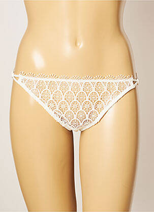 Tanga efect material satinat bej MILLESIA femeie