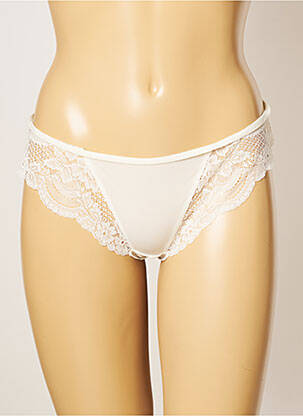 Tanga efect material satinat bej MILLESIA femeie