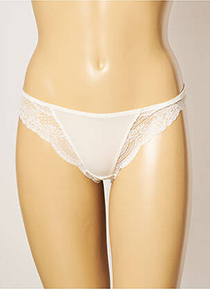 Tanga efect material satinat bej MILLESIA femeie