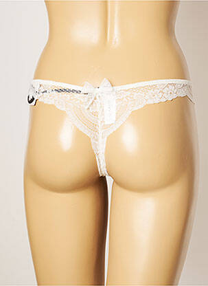 Tanga efect material satinat bej MILLESIA femeie