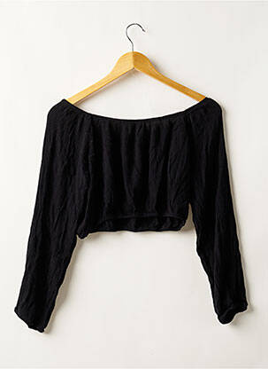 Top elasticitate mâneci lungi negru BOOHOO femeie