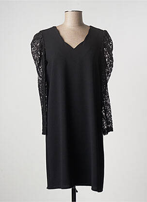 Rochie midi țesătură crep mâneci lungi negru CHARMING GIRL femeie