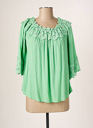 Bluză guler rotund mâneci 3/4 verde CREAM femeie