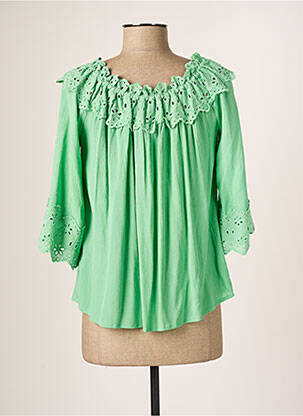 Bluză guler rotund mâneci 3/4 verde CREAM femeie