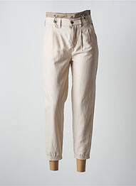 Pantalon trei sferturi talie elastică talie înaltă bej FREEMAN T.PORTER femme