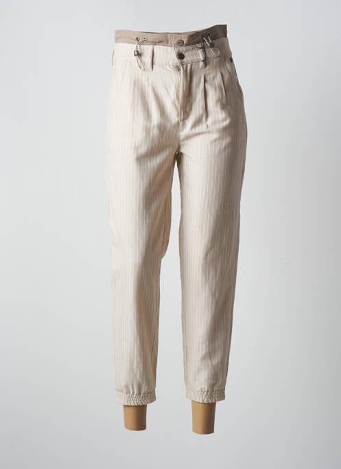 Pantalon trei sferturi talie elastică talie înaltă bej FREEMAN T.PORTER femme