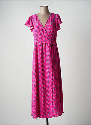 Rochie lungă imprimeu fantezie mâneci scurte violet ONLY femeie