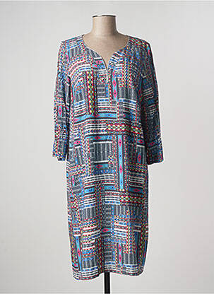 Rochie lungă imprimeu fantezie mâneci 3/4 albastru TERRE DE FÉES femeie