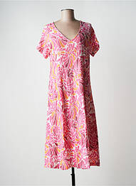 Rochie midi imprimeu fantezie mâneci scurte roz LA FIANCÉE femeie