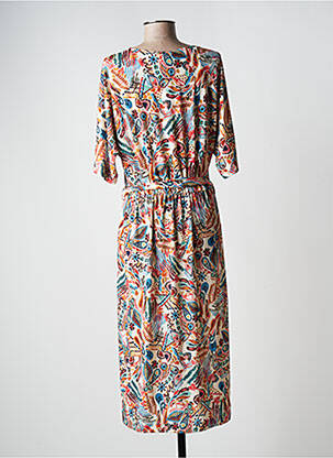 Rochie midi mâneci 3/4 mâneci 3/4 portocaliu DIANE LAURY femeie