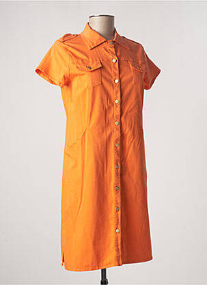 Rochie midi mâneci scurte mâneci scurte portocalie PAUL BRIAL femeie
