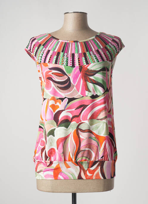 Tricou imprimeu fantezie mâneci scurte roz OLIVIER PHILIPS femme