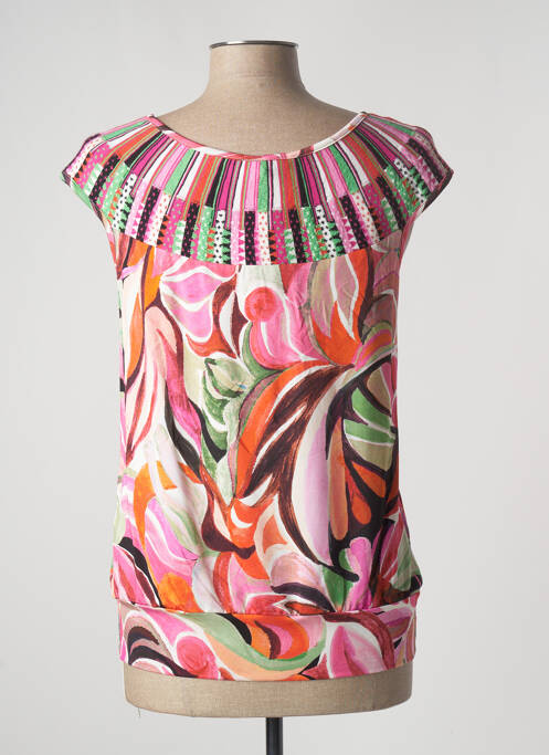 Tricou imprimeu fantezie mâneci scurte roz OLIVIER PHILIPS femme